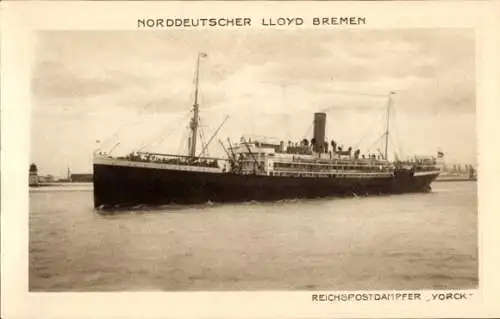 Ak Reichspostdampfer Yorck, Norddeutscher Lloyd Bremen