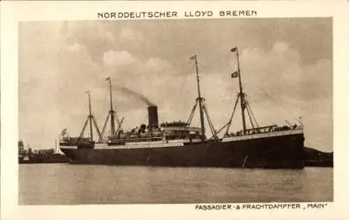 Ak Passagier- und Frachtdampfer Main, Norddeutscher Lloyd Bremen