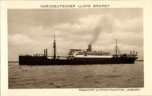 Ak Passagier- und Frachtdampfer Coburg, Norddeutscher Lloyd Bremen