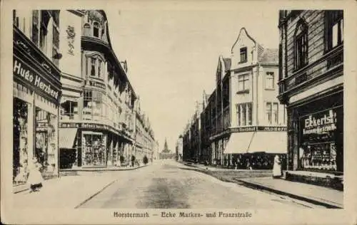 Ak Horstermark Horst Gelsenkirchen, Markenstraße, Franzstraße, Geschäft Eckerts, Hugo Herzberg