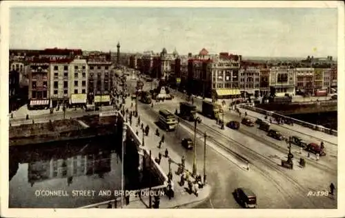 Ak Dublin Irland, O'Connell-Street, Brücke