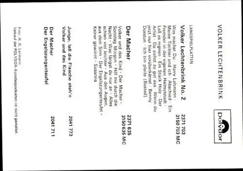 Ak Sänger Volker Lechtenbrink, Portrait, Autogramm