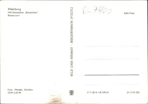 Ak Altenburg in Thüringen, HO Gaststätte Ratskeller, Restaurant