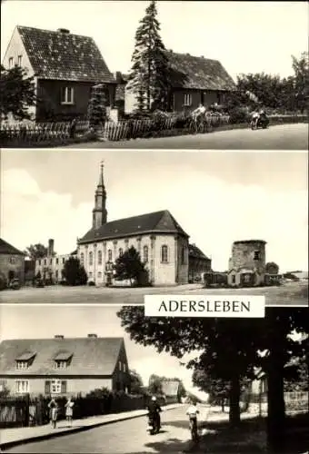 Ak Adersleben Wegeleben Ostharz, Kirche, Ortsansichten