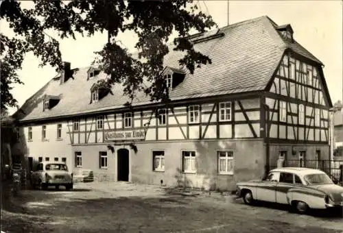 Ak Großolbersdorf im Erzgebirge, Gasthaus zur Linde, Autos