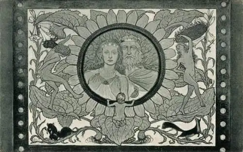 Jugendstil Künstler Ak Fidus, Sonnenblumen-Elfen