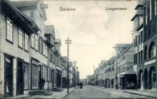 Ak Lüchow im Wendland, Langestraße, Geschäfte, Personen