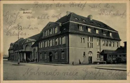 Ak Żagań Sagan Schlesien, Bahnhof