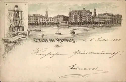 Vorläufer Litho Hamburg, Gesamtansicht, Wasserträger, Eimer
