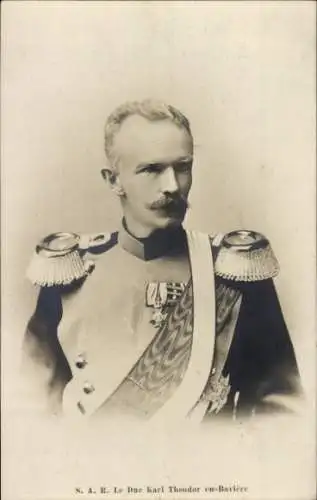 Ak Carl Theodor Herzog in Bayern, Porträt in Uniform