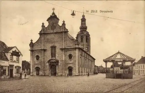 Ak Zele Ostflandern, Dorfplatz