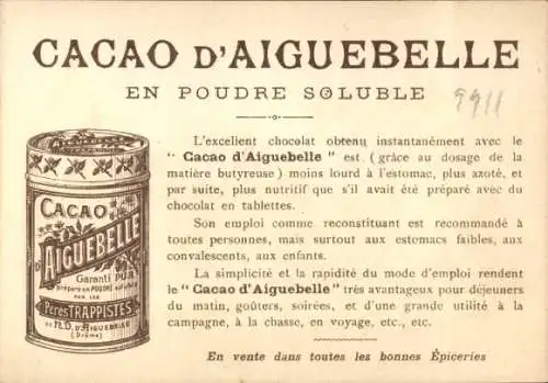 Künstler Litho Reklame, Cacao d'Aiguebelle, Peres Trappistes, Schloss