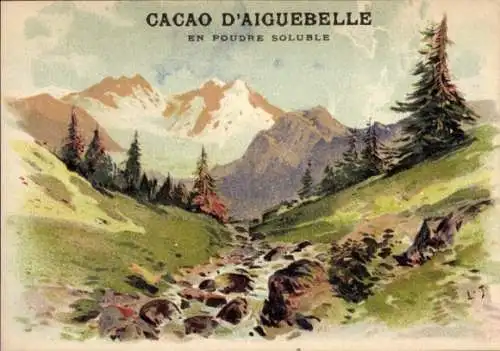 Künstler Litho Reklame, Cacao d'Aiguebelle, Peres Trappistes, Gebirgslandschaft