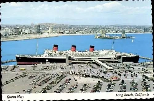 Ak Long Beach, Kalifornien, Dampfer Queen Mary, Cunard Line
