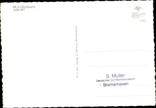 Ak Dampfer M.S. Gripsholm, Svenska Amerika Linien SAL