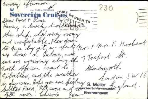 Ak Fährschiff Queen Frederica, Sovereign Cruises