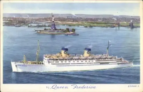 Ak Passagierschiff SS Queen Frederica, National Hellenic American Line, vor New York