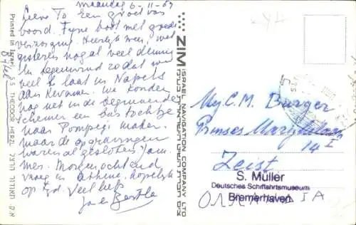 Ak ZIM Israel Navigation Company, Passagierschiff S.S. Theodor Herzl