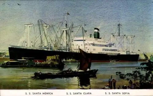 Ak Fracht- und Passagierschiffe SS Santa Monica, SS Santa Clara, SS Santa Sofia, Grace Line