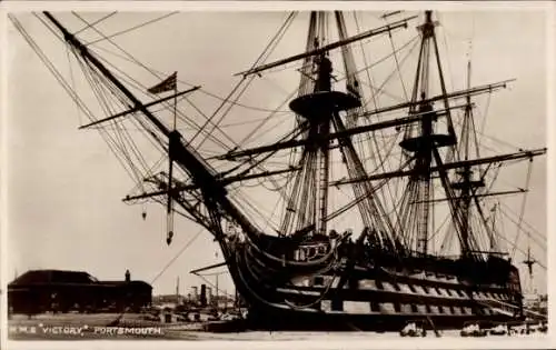 Ak HMS Victory im Hafen von Portsmouth, Flaggschiff von Vizeadmiral Nelson