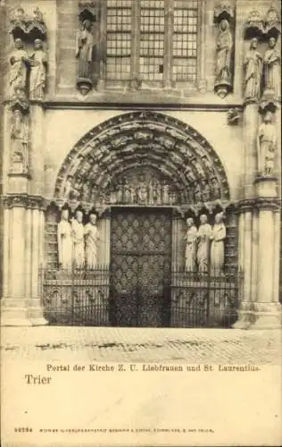 Ak Trier an der Mosel, Portal der Kirche Z. U. Liebfrauen, St. Laurentius