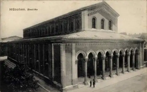 Ak München Bayern, Außenansicht der Basilika, Arkaden, Säulen