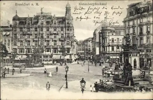 Ak Frankfurt am Main, Gutenbergdenkmal und Kaiserstraße