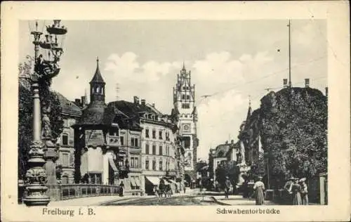 Ak Freiburg im Breisgau, Schwabentorbrücke