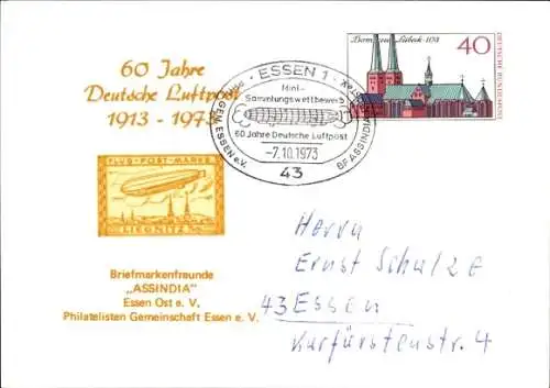 Ak Essen im Ruhrgebiet, 60 Jahre Deutsche Luftpost, Briefmarkenfreunde ASSINDIA Essen-Ost e.V.