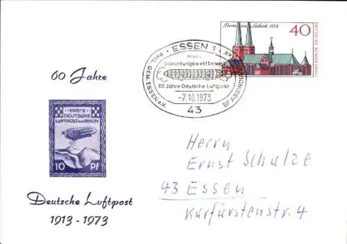 Ak Essen im Ruhrgebiet, 60 Jahre Deutsche Luftpost, 1913-1973