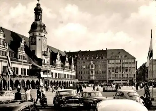 Ak Leipzig in Sachsen, Altes Rathaus, Messehaus am Markt