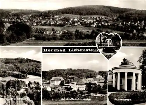 Ak Bad Liebenstein im Thüringer Wald, Panorama, Ruine, Brunnentempel, Heinrich-Mann-Sanatorium