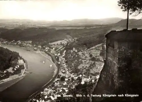 Ak Königstein an der Elbe Sächsische Schweiz, Blick von der Festung Königstein, Panorama