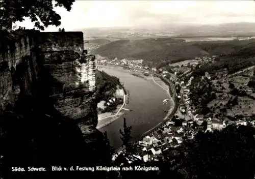 Ak Königstein an der Elbe Sächsische Schweiz, Aussicht von der Festung Königstein gesehen