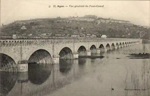 Ak Agen Lot et Garonne, vue generale du Pont-Canal