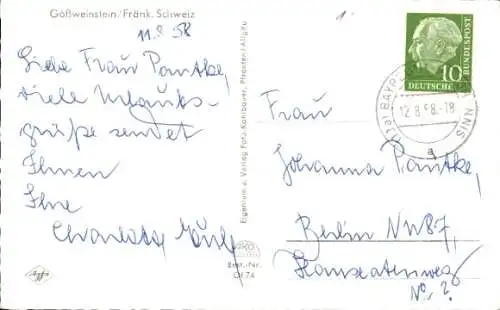 Ak Gößweinstein in Oberfranken, Gesamtansicht