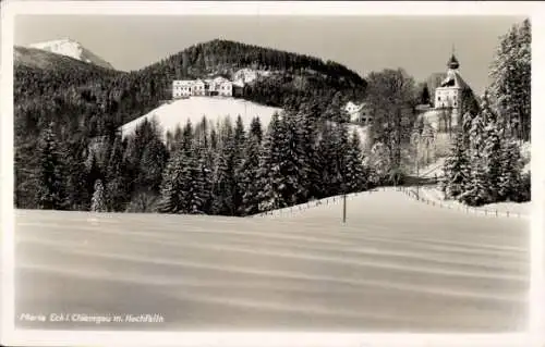 Ak Siegsdorf in Oberbayern, Kloster Maria Eck im Schnee