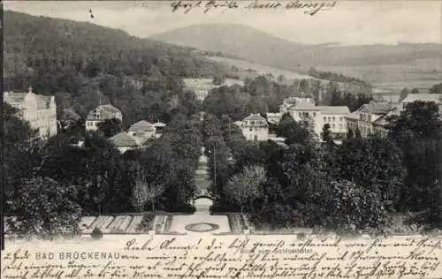 Ak Bad Brückenau im Sinntal Unterfranken, Blick vom Schlosshotel