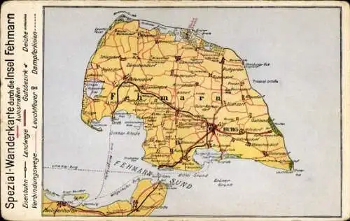 Ak Insel Fehmarn Ostholstein, Spezialwanderkarte