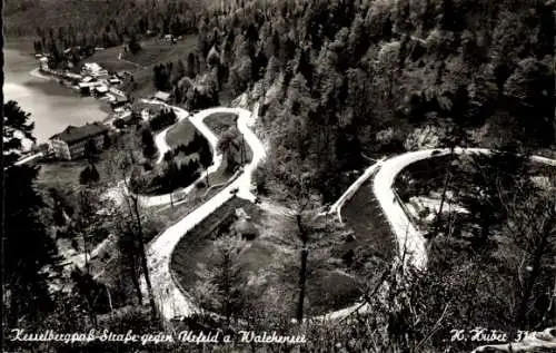 Ak Urfeld am Walchensee Kochel am See, Kesselbergpass-Straße