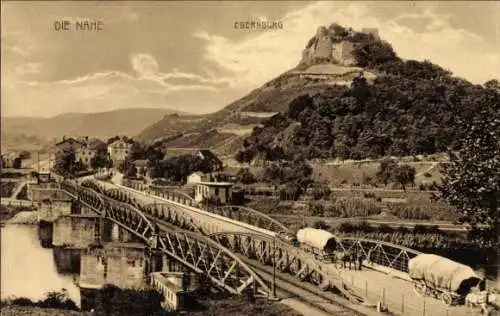 Ak Bad Münster am Stein Ebernburg, Brücke, Nahe, Burg