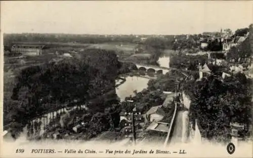 Ak Poitiers Vienne, Vallee du Clain, Blick von den Blossac-Gärten aus