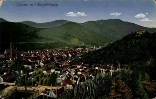 Ak Thann Elsass Haut Rhin, Gesamtansicht, Engelsburg