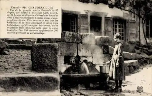 Ak Chaudesaigues Cantal, Brunnen, Mädchen