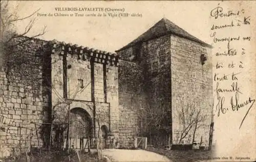 Ak Villebois-Lavalette Charente, Porte du Chateau, Tour carree de la Vigie