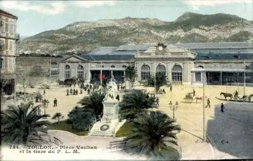 Ak Toulon Var, Place Vauban, Gare du P.L.M.