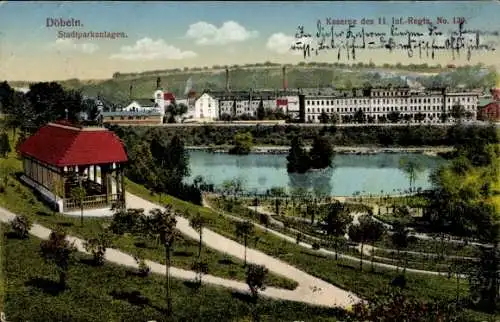 Ak Döbeln in Sachsen, Kaserne 11. Infanterie Regiment No. 139, Stadtpark