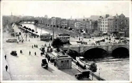 Ak Dublin Irland, O'Connell-Bridge, Liffey