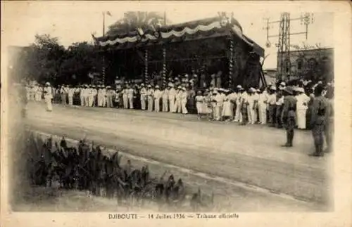 Ak Dschibuti Dschibuti, 14. Juli 1936, Offizielle Tribüne