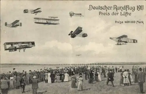 Ak Deutscher Rundflug 1911, Preis der Lüfte, Flugzeuge